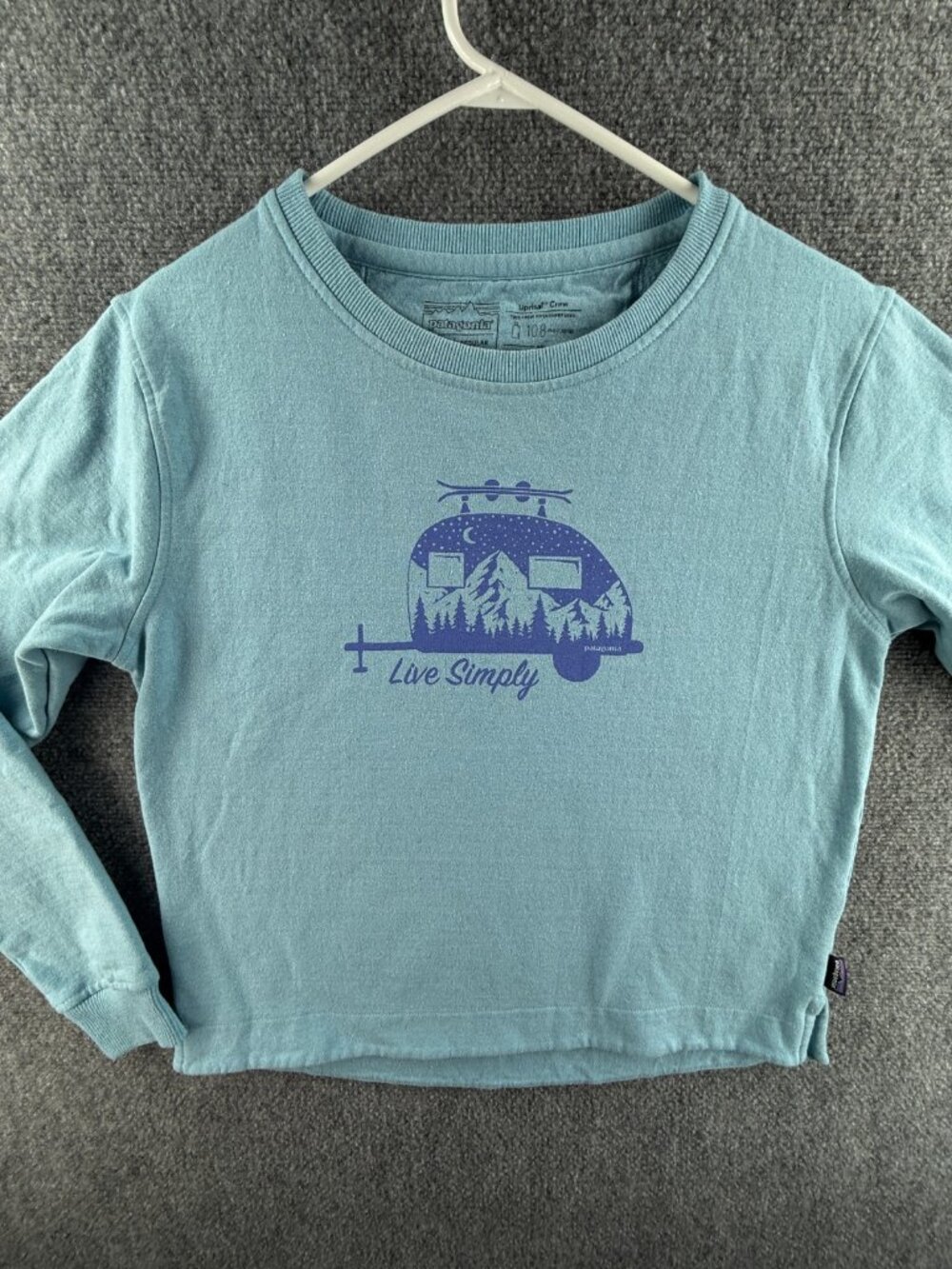 Patagonia Uprisal Crew Neck Sweatshirt Camping Camper Light Blue Small Pullover